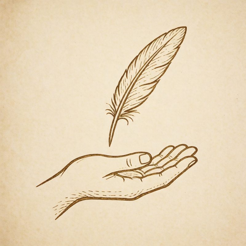 A single flame held in an open hand, the mark of the letting-go practice