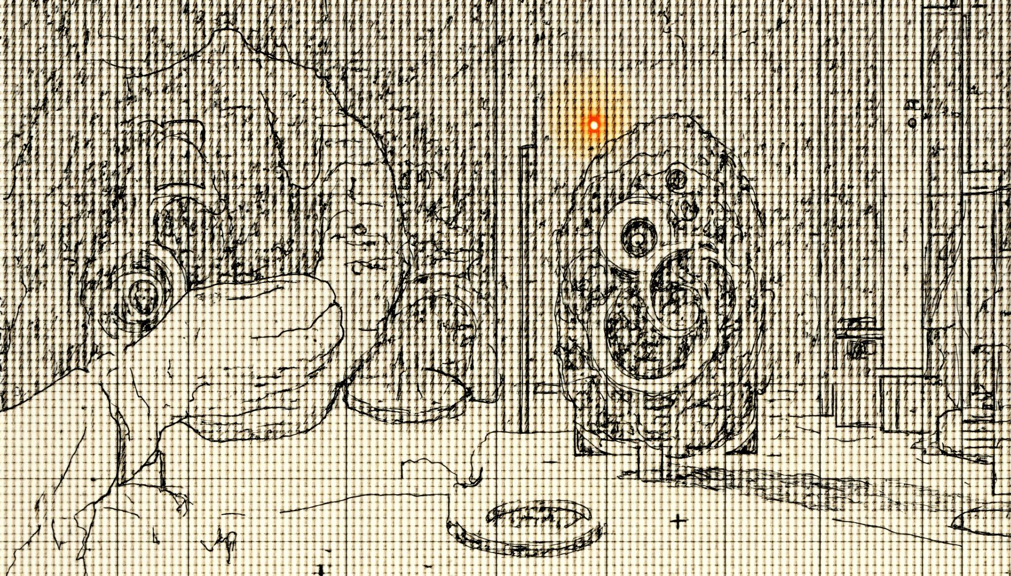 Craftsperson's hands assembling a clockwork mechanism, pen and ink engraving